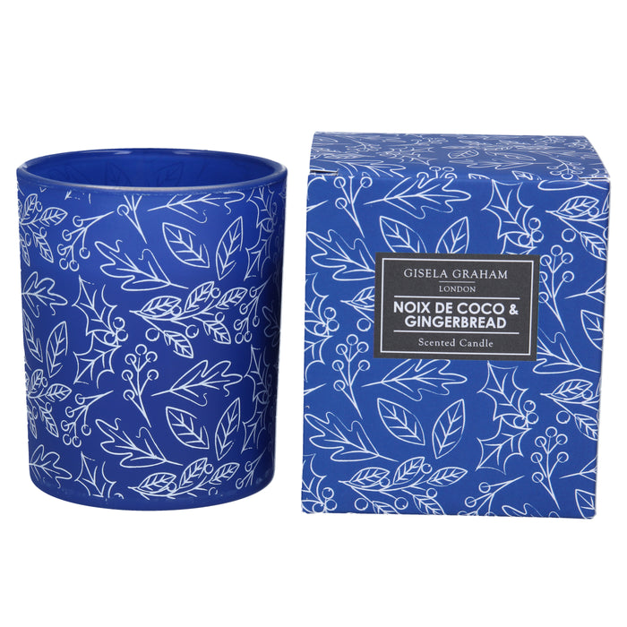 Blue/White Holly Boxed Candle Pot, Lge