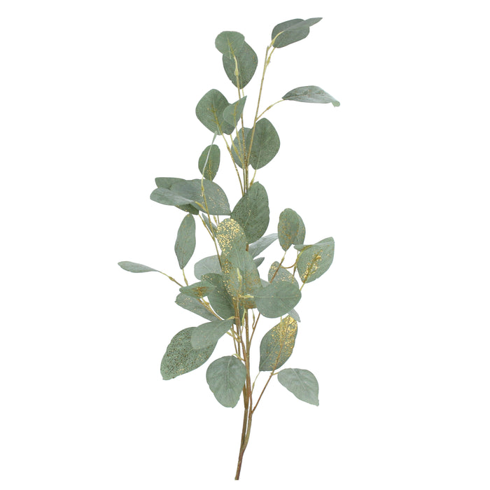 Pale Green Leaf w Gold Glitter Stem