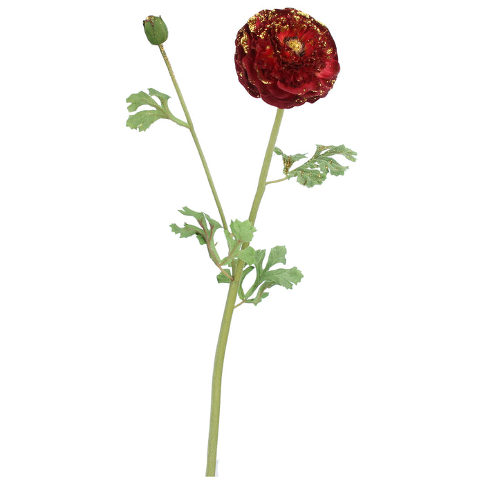 Red Ranunculas w Gold Glitter Stem