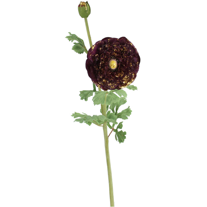 Purple Ranunculas w Gold Glitter Stem