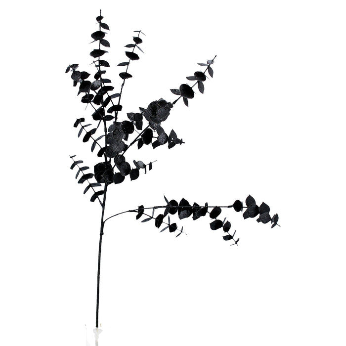 Black Glittered Eucalyptus Spray