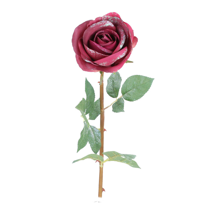 Dark Pink/Glittered Rose Stem