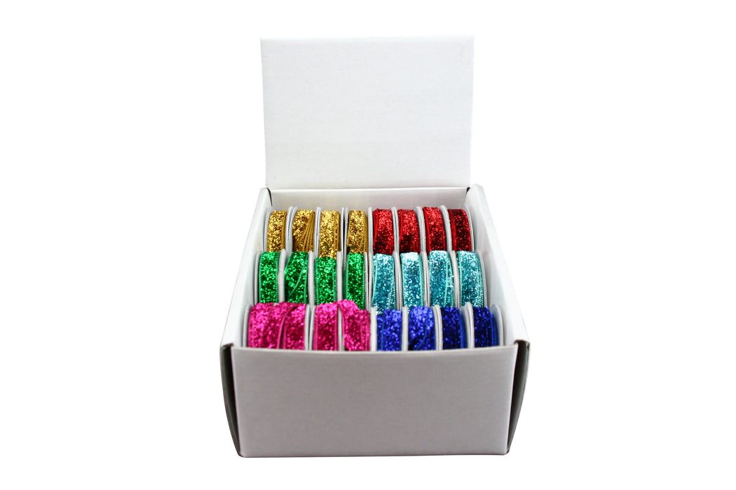 Mini Glitter Ribbon, 6as - 9mmx3m
