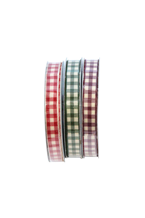 N/E Gingham Mini Ribbon, 3ast - 10mmx3m
