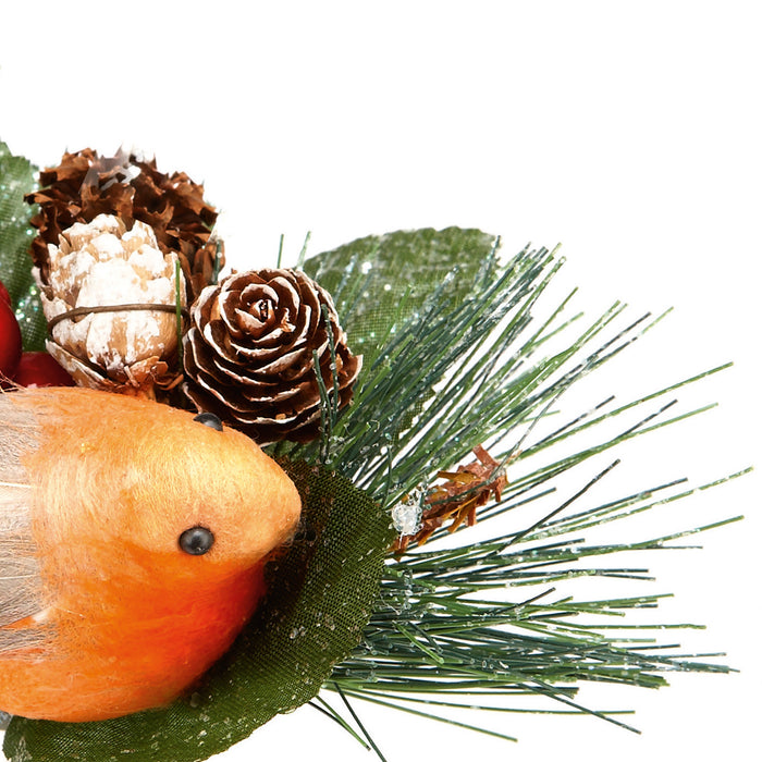 15cm Robin With Pine Cone Pick