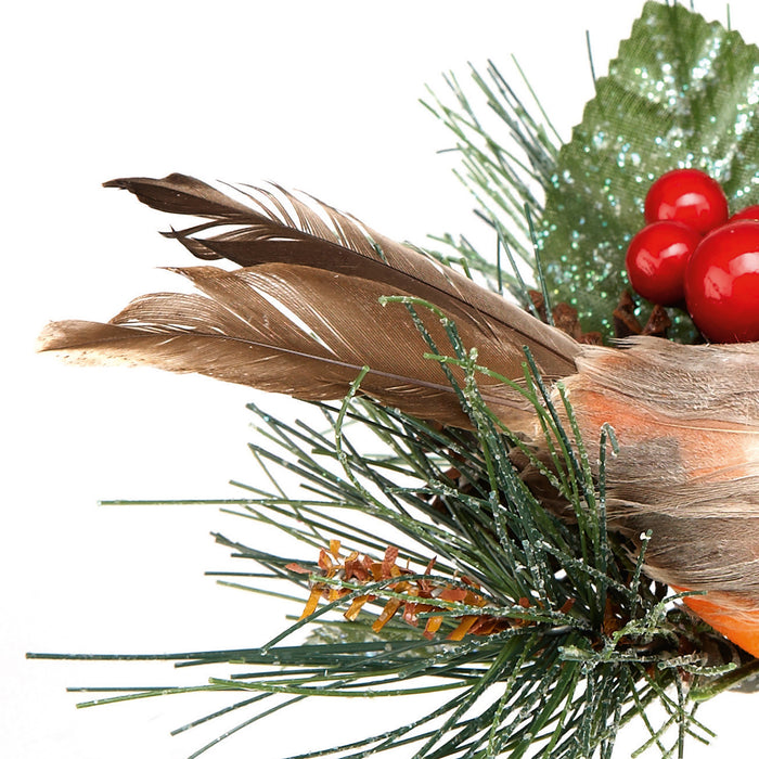 15cm Robin With Pine Cone Pick
