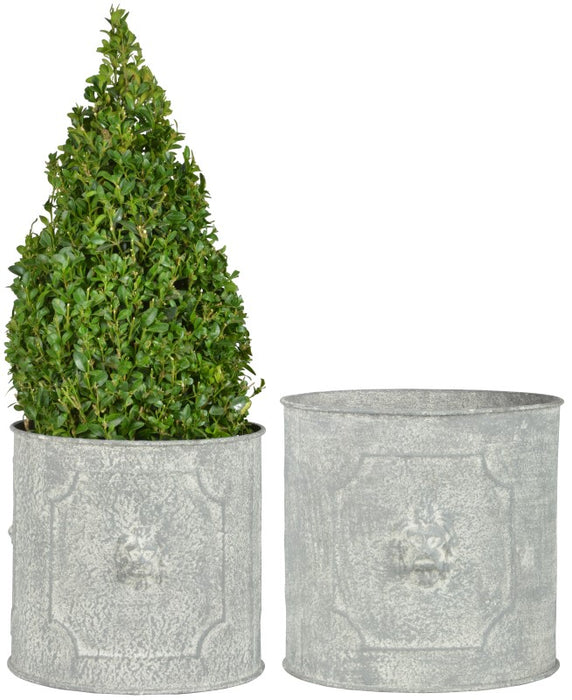 AM107 - ROUND LION HEAD PLANTERS (SET OF