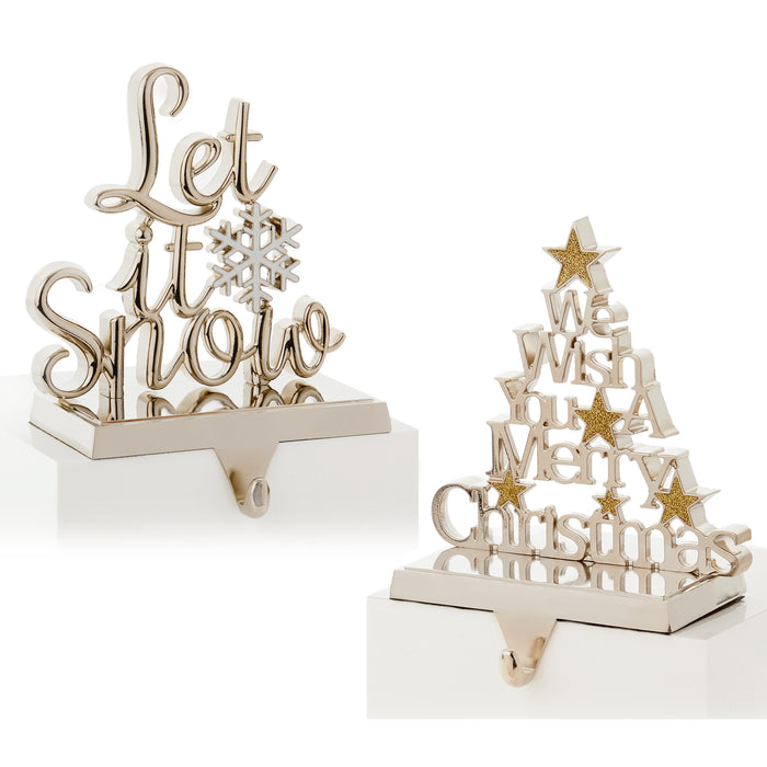 2 Asst 22cm Silver Let It Snow
