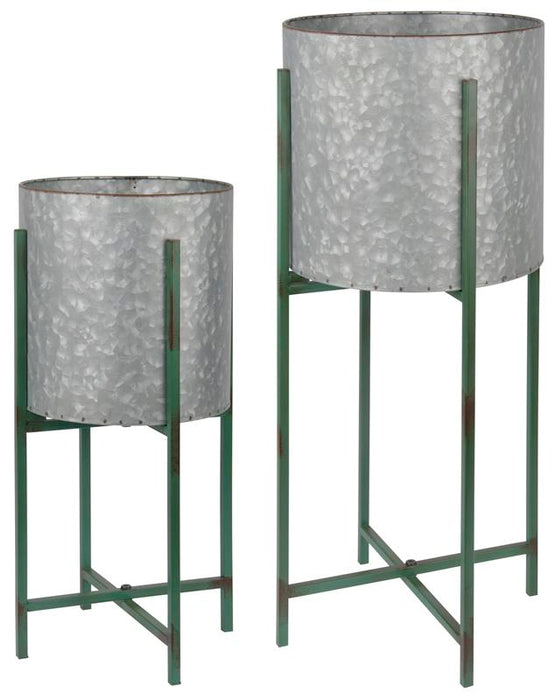 OZ61 - SQUARE FLOWERPOT ON STAND (SET OF